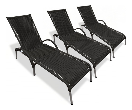 Kit 3 Cadeiras/espreguiçadeiras Julia Em Alumínio P/ Piscina