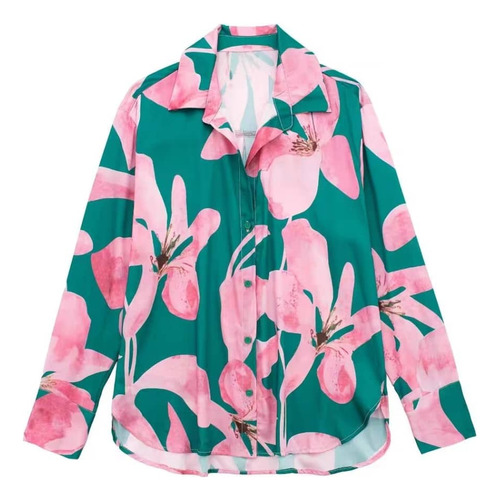 Camisa Blusa Social Feminina Elegante Floral Estampada M28