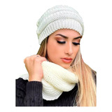 Conjunto Gorro Beanie Masculino Feminino Cachecol Lã Inverno