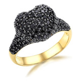 Anillo De Oro De Espinela Negra Para Mujer Y Hombre Plata De