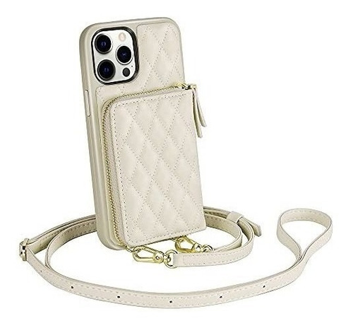 Funda Con Correas Para iPhone 13 Pro Max Cuero Beige 