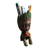 Baby Groot Tomando Mate Macetero Lapicero 15 Cm Impresion3d