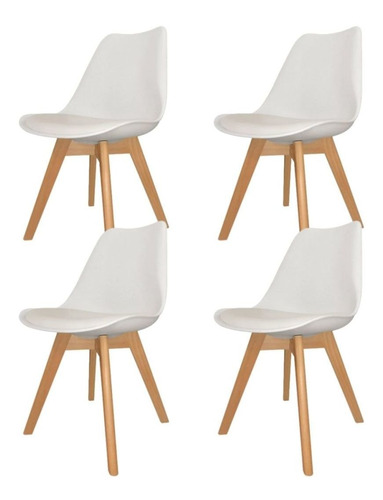 Silla Tulip X4 Base Madera Almohadón Living Comedor