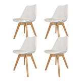 Silla Tulip X4 Base Madera Almohadón Living Comedor