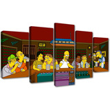 5 Cuadros Decorativos Los Simpson Ultima Cena Arte 150x84cm