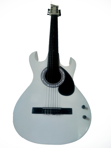 Guitarra Electroacústica Blanca+correa+pluma+capo+cable