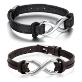 Cupimatch 2pcs Pulsera De Cuero Para Parejas Love Infinity D