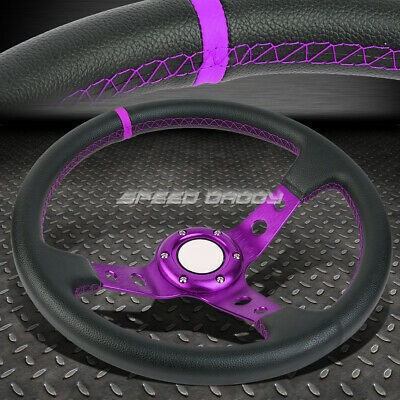 350mm 3  Deep Dish 6-bolt Purple Vinyl Leather Aluminum  Sxd