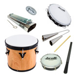 Kit De Instrumentos Repique Pandeiro Reco Tamborim Agogô