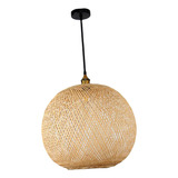 Lámpara Colgante Creativa De Bambú Tejida De Mimbre Para .