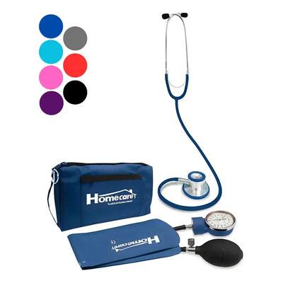 Kit Baumanómetro Aneroide Estetoscopio Doble Homecare 2600 Color Azul Duplex | Meses sin interés