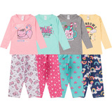 Kit 4 Pijamas Infantil Menina Inverno Promoção Frio Feminino