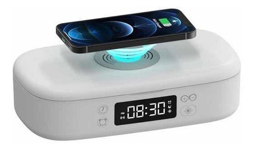Caja  Sanitizadora Con Reloj Marca Ionuv Cargador Wireless