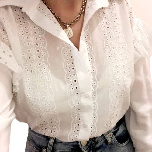 Camisa Blanca De Broderie  