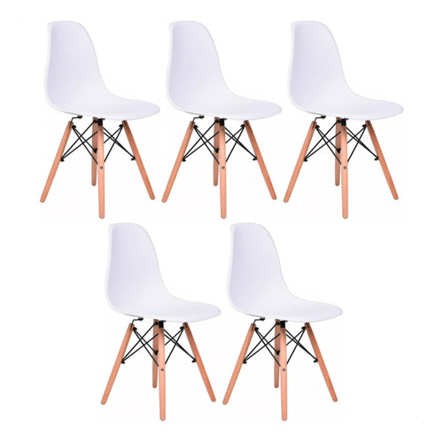 Kit 5 Cadeiras De Jantar Eames Eiffel Design Moderno Sala 