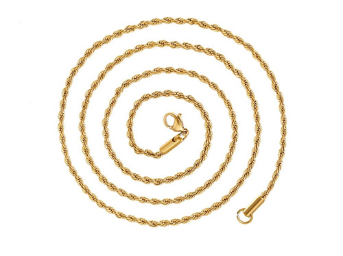 Cadena Torzal Oro 24k Lam 50cm X 2mm Calidad Premium Unisex 