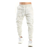 Calça Jogger Masculina Sarja Slim Elástico Cós E Punho  