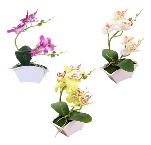 Bonsái Artificial Magideal 3 Con Forma De Orquídea Para Inte