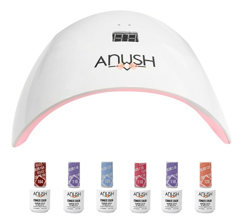 6 Esmaltes Semipermanentes Anush + Cabina Beauty Nail Lamp