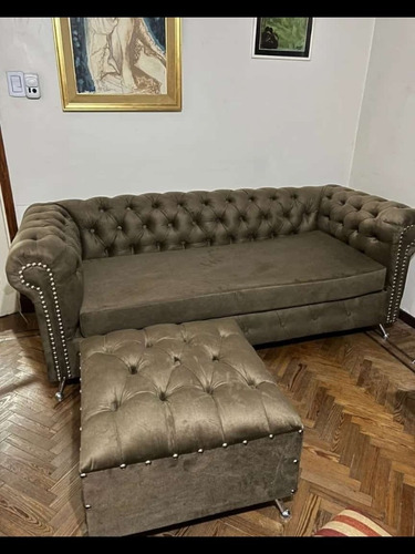 Sillon Chester 3 Cu(2.10m X 0.90 M) Más Camastro Pana O Lino