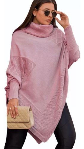 Blusa Tricot Feminina Poncho Kimono Inverno