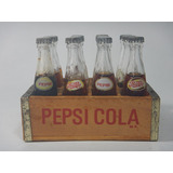 Mini Engradado Pepsi Cola De Madeira - 12 Garrafinhas Antigo