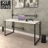 Kit Com 10 Escrivaninhas Kuadra 150cm Estilo Industrial Wt