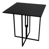 Mesa Quadrada Industrial Preta 70cm Tampo Preto