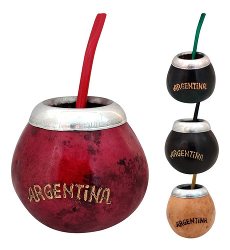 Mate Calabaza Argentina Con Virola Con Bombilla Gratis 