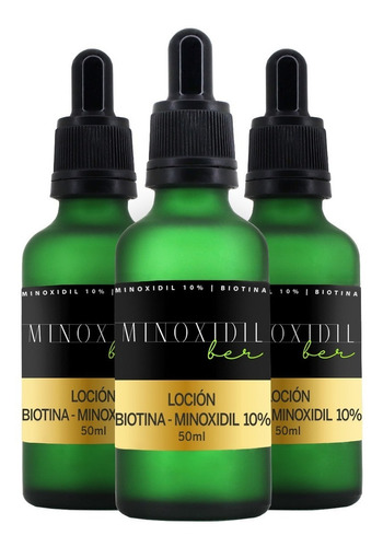 Minoxidil 10% Y Biotina 3lociones 150 Ml Total Cabello Barba