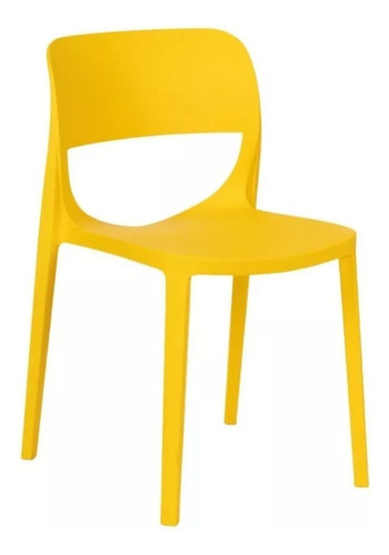 Silla De Comedor Rossi Rossi Smile, Estructura Color Amarillo, 4 Unidades
