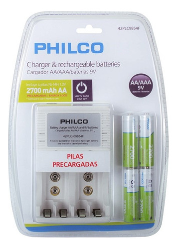 Pack Cargador Con 4 Pilas Aa Philco 2700mha / Tecnofactory