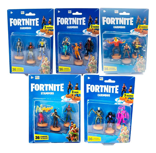 Kit 18 Figuras Fortnite Carimbos Skins Para Coleção 