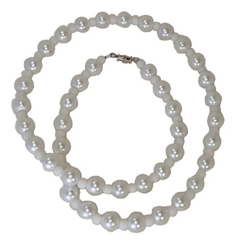 Collar De Perlas Para Hombre, Bolitas Negras O Blancas