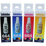 Kit 4 Tinta Para Epson Inktube 70ml L200 L300 L355 L1300