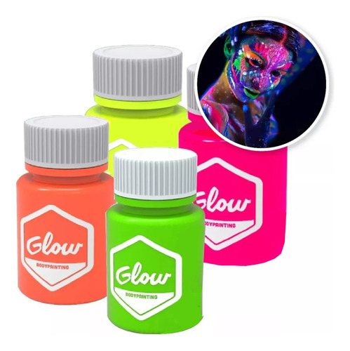 Maquillaje Glow Neon Fluorescente Brilla Con Luz Negra X4