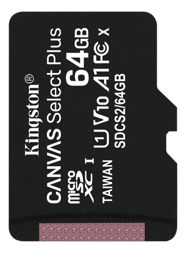 Memoria Microsd Kingston Canvas Select Plus 64 Gb 100mb/s