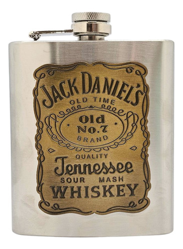 Cantil Whisky Jack Daniel Whiskeira Stainless Aço Inox 7 Oz