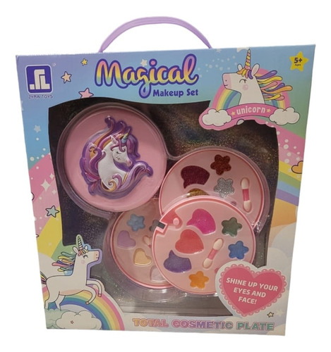 Set Maquillaje Unicornio Magical Shine. 3 Pisos Giratorio.