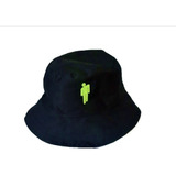 Bucket Hat Billie Eilish Negro Bordado Verde Neon Gorro