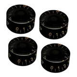 Kit 4 Knob Preto Dourado Para Guitarra Baixo Les Paul Sg Prs