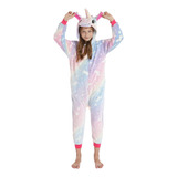Pijama Unicornio Luminoso Enterito Infantil Abrigado Niña