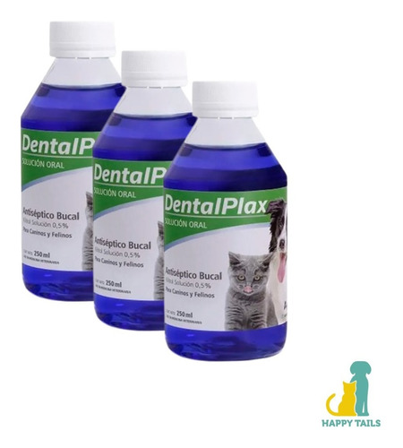 Dentalplax Antiseptico Aliento Perros Y Gatos  3 X 250 Ml