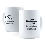 Caneca Tecnologia Info Ti Porcelana + Caixa Presente Promo