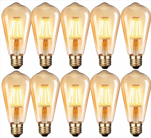 Pack X10 Ampolletas Filamento Led Edison 4w Retro Vintage