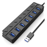 Hub 7 Puertos Usb 3.0 Alta Velocidad Pc Laptop Eliminador