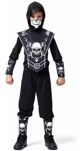 Fantasia Ninja Caveira Infantil Fantasia Samurai Halloween