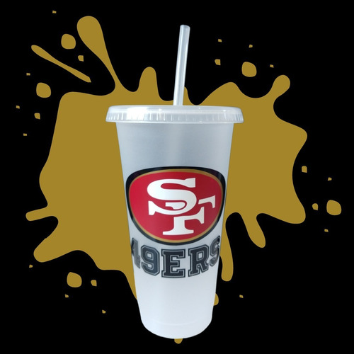 Vaso Personalizado - San Francisco 49ers Con Tapa Y Popote