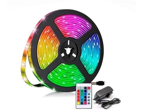 Kit Tira Rgb Luces Luz Led 3528 + Control + Fuente X 5mts