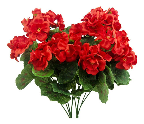 Geranios Rojos Artificiales Para Decoración Floral Del Hogar